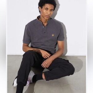 THE KOOPLES SPORT GRAY POLO SHIRT & STAND-UP COLLAR SIZE XS